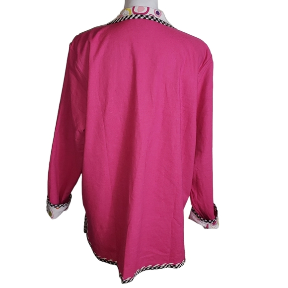 KOOS Of Course Pink Linen Blend Geometric Print Reversible Blazer Jacket Sz L - Picture 5 of 16